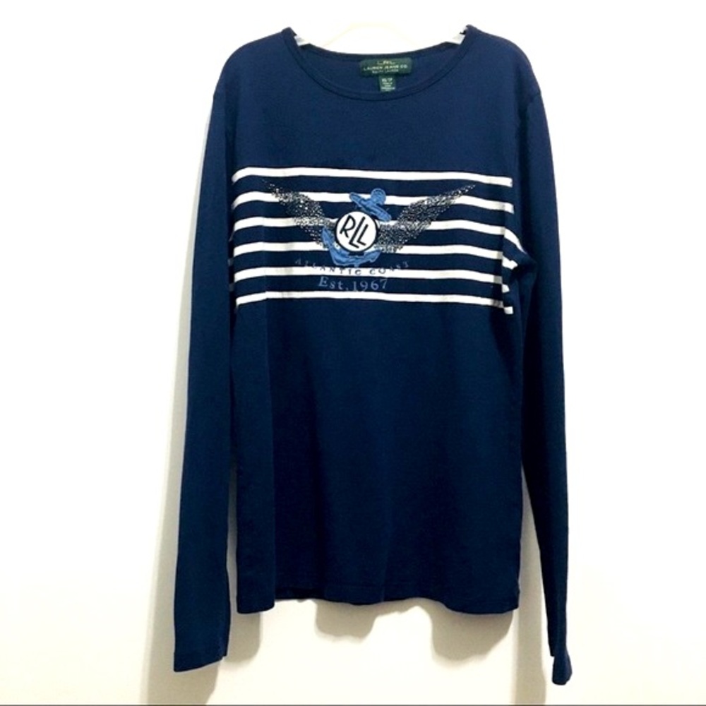 LAUREN Ralph Lauren Jeans Atlantic Coast Cotton Long Sleeves Striped Navy/White